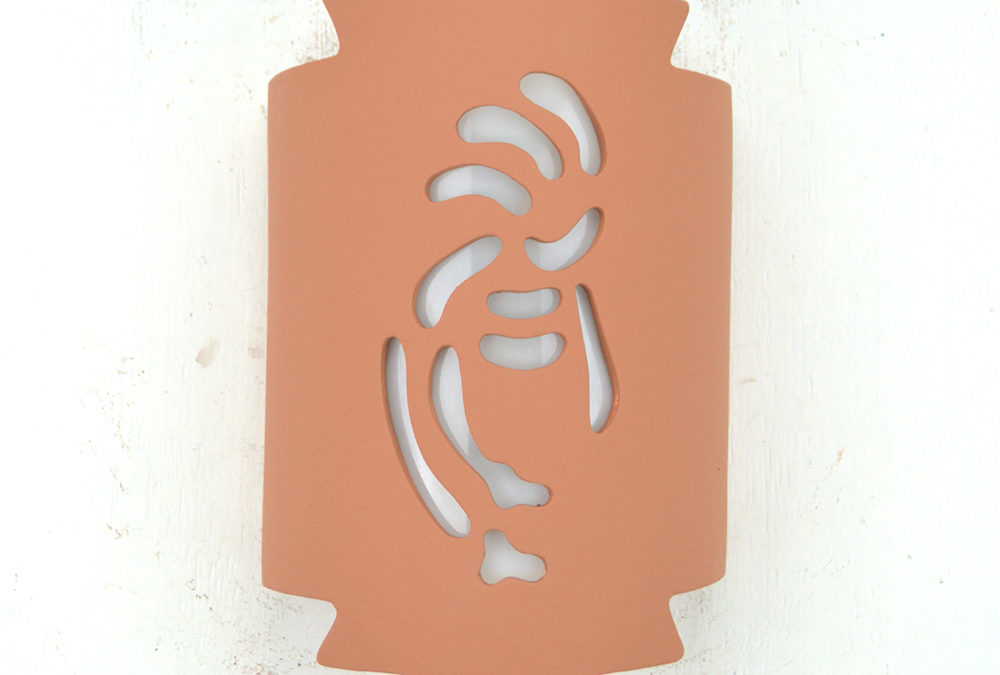 Wall Light-Kokopelli-Zig Zag Handcut-Terracotta-Indoor-Outdoor