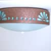 Southwestern Ceiling Fixture-13" Flush Mount-Fan with Bullets -Rust Mica-Teal-interior
