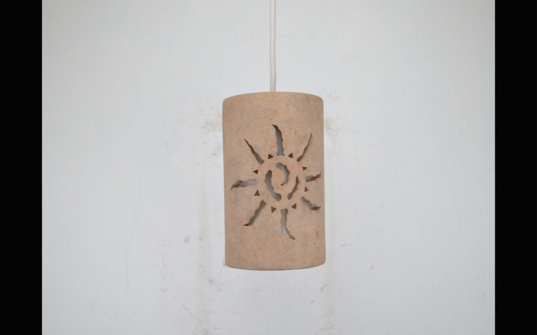 Pendant Light-Ancient Sun-Sandstone-Interior White cord