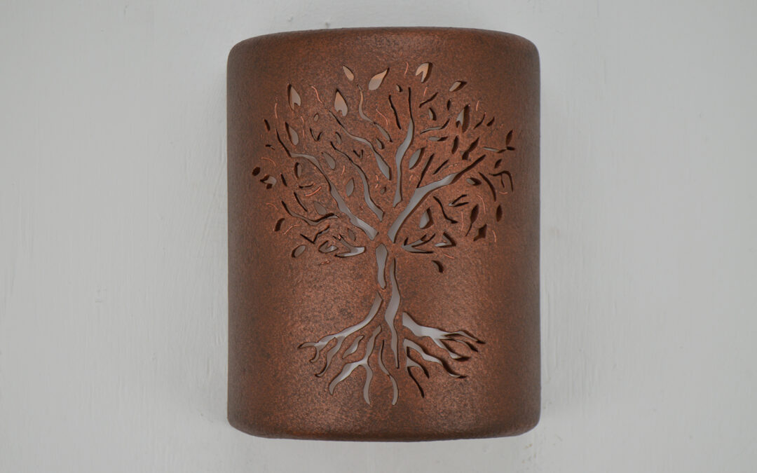 Rustic Wall Light-Tree of Life Wall Sconce-Open Top-Antique Copper