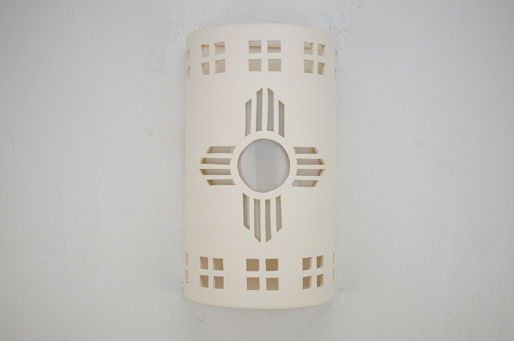 Wall Light-New Mexico Sun-Zia with Windows border designs-White-Indoor-Outdoor