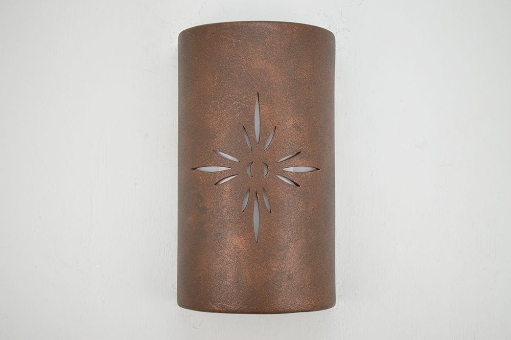 Wall Sconce-Star LL-Half Round-Open Top-Antique-Copper-Interior-Exterior