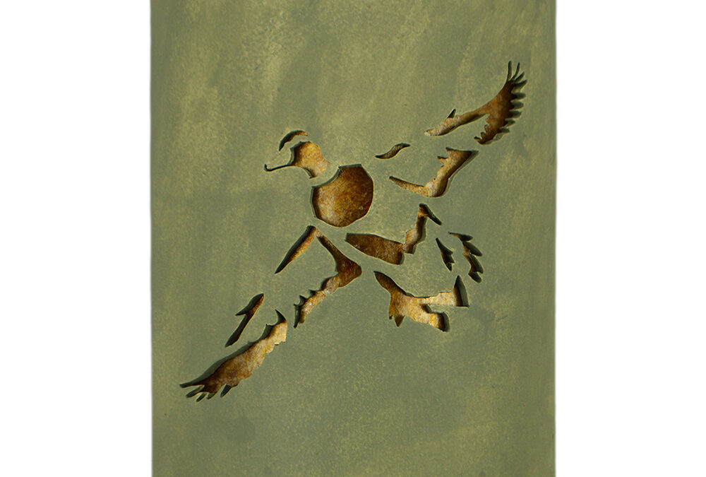 Wall Light-Mallard-ADA Low Profile Open Top Half Round-Moss Wash-Amber Mica-Indoor-Outdoor