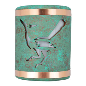 Roadrunner design with Copper Bands in Raw Turquoise color-9'' Open Top