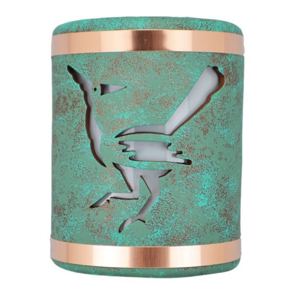 Roadrunner design with Copper Bands in Raw Turquoise color-9'' Open Top