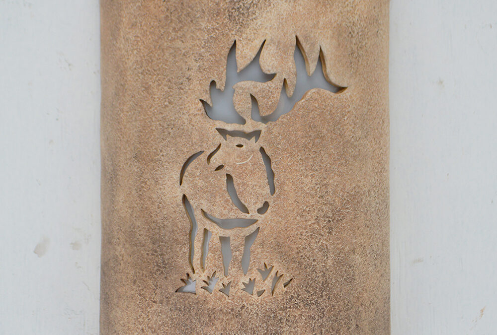 Wall Light-Center Elk-Low Profile-Closed Top Half Round-Dark Earth Wash-Indoor-Outdoor