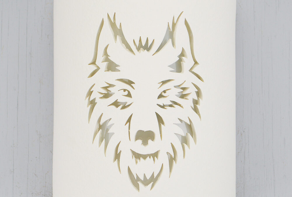 Wall Light-Wolf-Open Top Half Round-Bisque-Indoor-Outdoor
